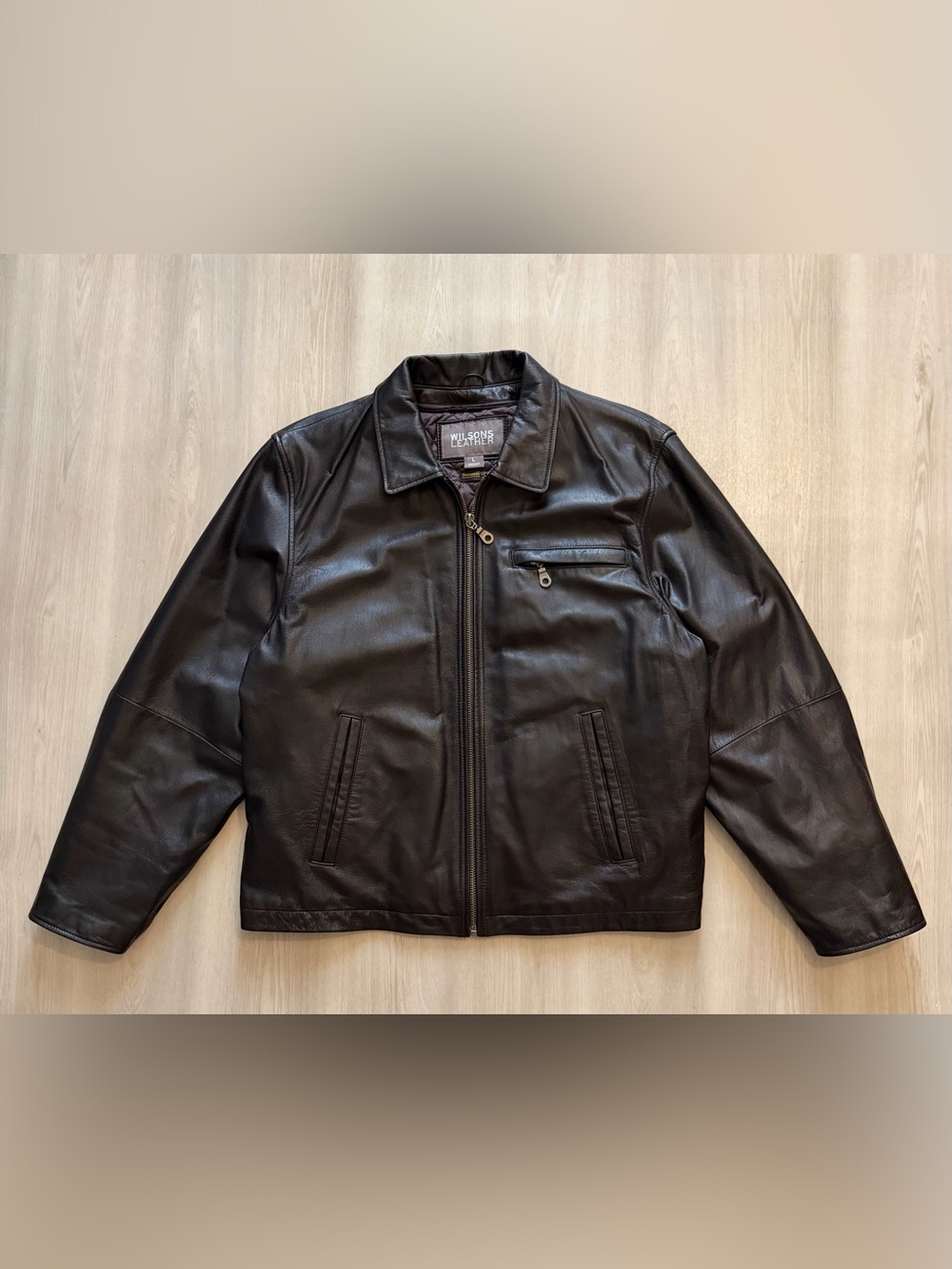 Vintage Wilson Leather Thinsulate Quilt Lined Full Zip Bomber Jacket Sz L Biker